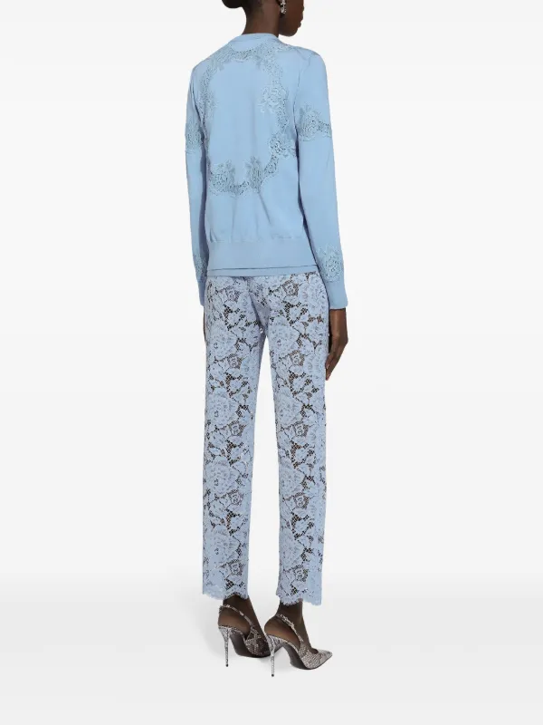 Dolce & Gabbana Embroidered Lace Trousers | Blue | FARFETCH