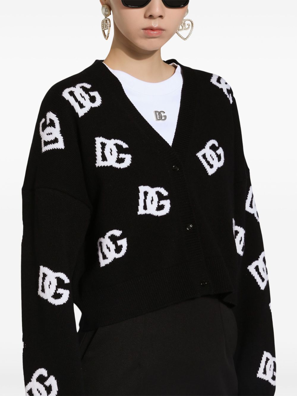 Shop Dolce & Gabbana Logo Embroidered Cardigan In Black