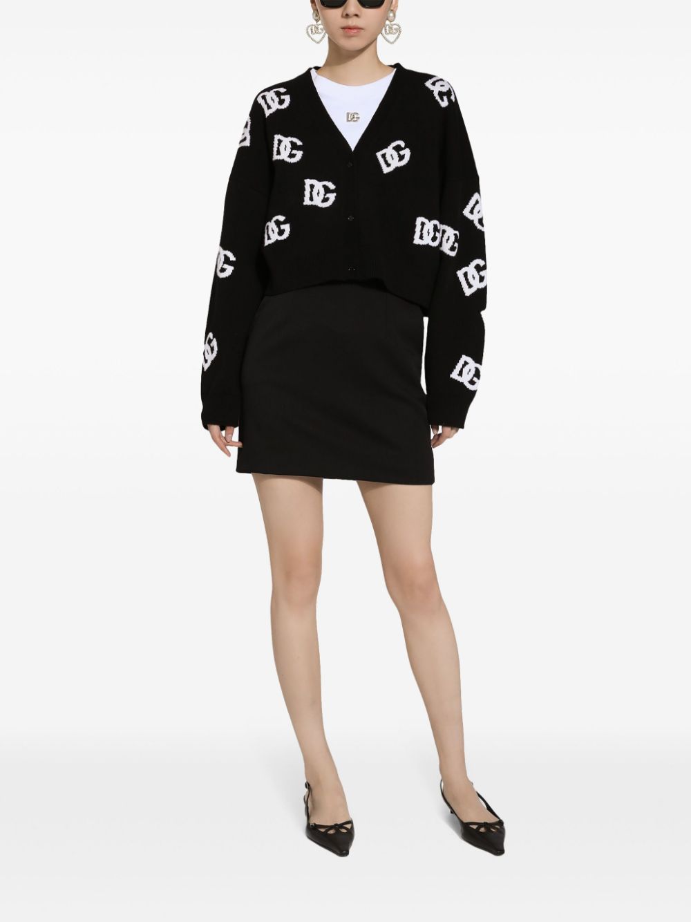 Shop Dolce & Gabbana Logo Embroidered Cardigan In Black