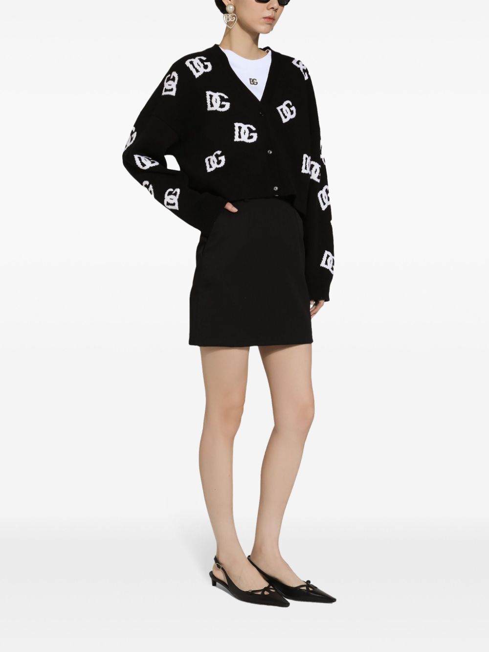 Shop Dolce & Gabbana Logo Embroidered Cardigan In Black