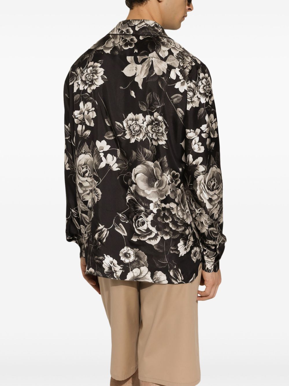 Dolce & Gabbana Zijden overhemd met bloemenprint Zwart