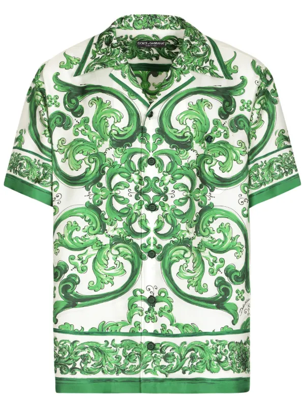 Tシャツ・カットソー Dolce & Gabbana Majolica Print Silk Twill Shirt 23601635_53783164_600.jpg