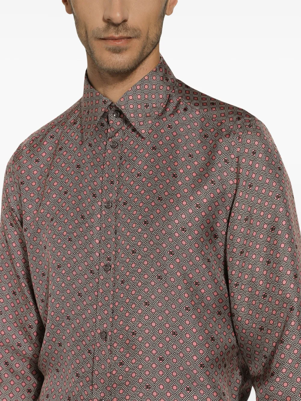 Dolce & Gabbana Zijden overhemd met geometrische print Rood