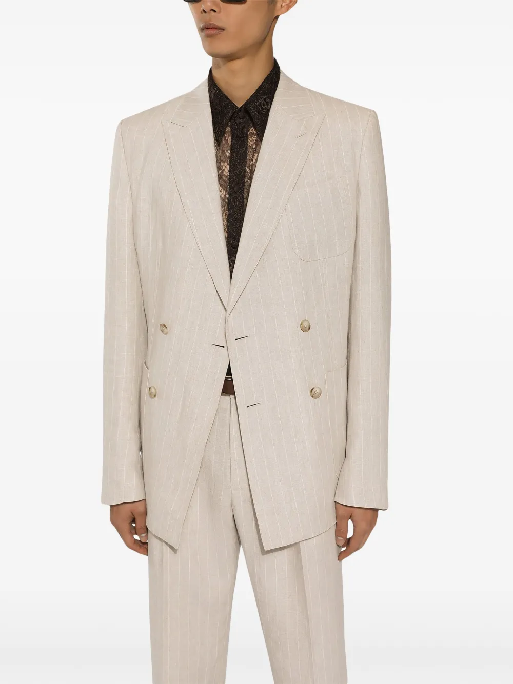 Dolce & Gabbana Semi-doorzichtige blouse met kant Bruin