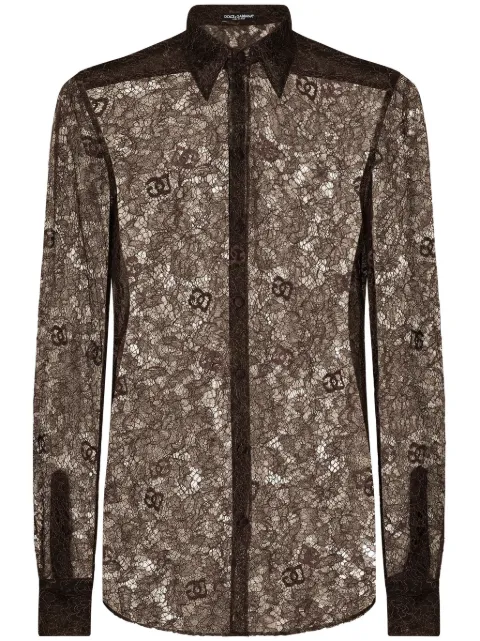 Dolce & Gabbana camisa semitransparente de encahe Chantilly