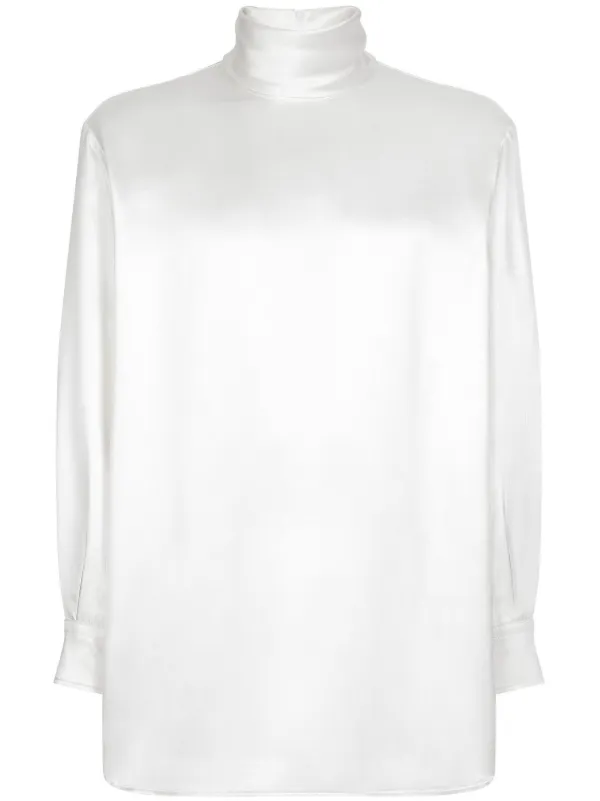 Dolce & Gabbana High-neck Silk Shirt in White