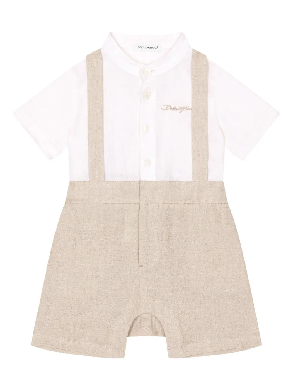Dolce & Gabbana Kids Linnen gelaagd babypakje Beige