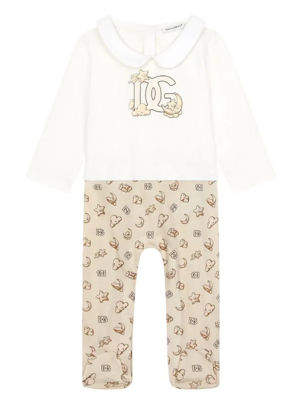 Dolce & Gabbana Kids Moon And Star-print DG-logo Babygrow