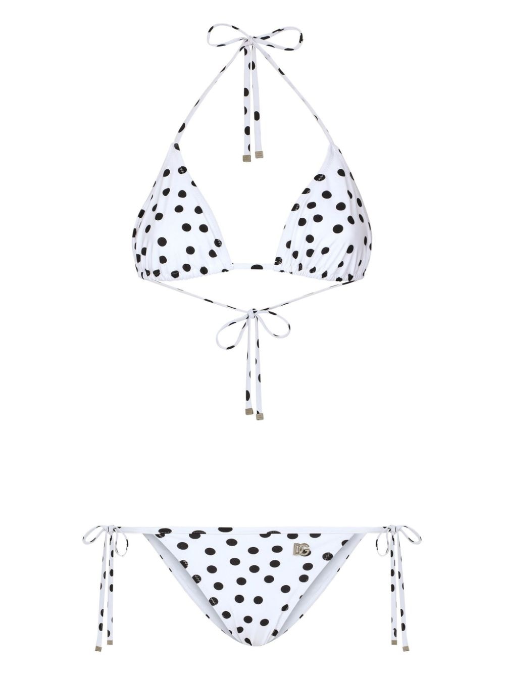 Dolce & Gabbana Polka Dot-print Triangle-cup Bikini Set In White