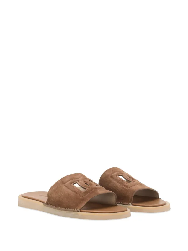 【関税＆送料込み】Dolce & Gabbana Slide Sandals With Cut O Dolce & Gabbana DG Cutout Leather Slide Sandals, Brown, size