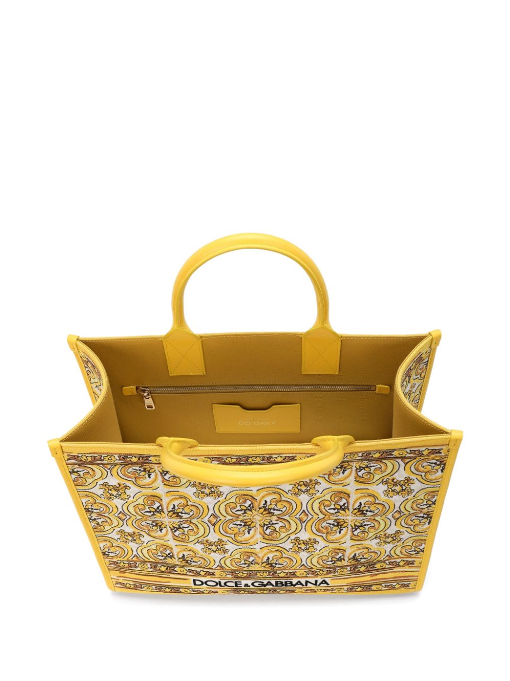 Shop Dolce & Gabbana Medium Dg Daily Canvas Tote Bag In Yellow