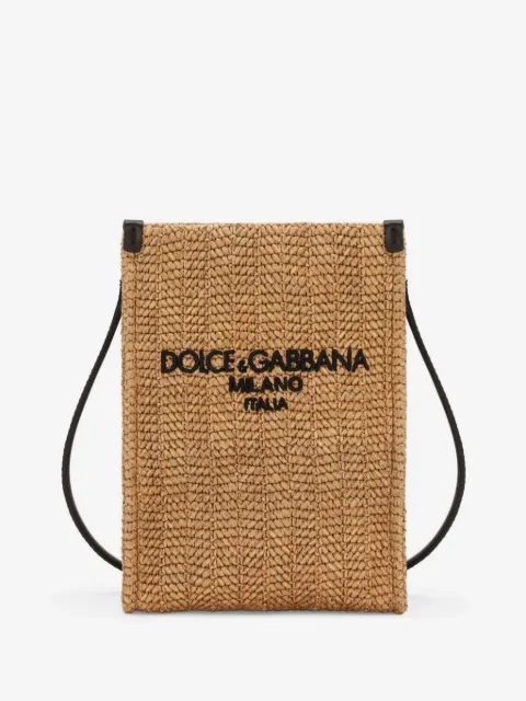 Dolce & Gabbana Bolsa de palha com logo bordado