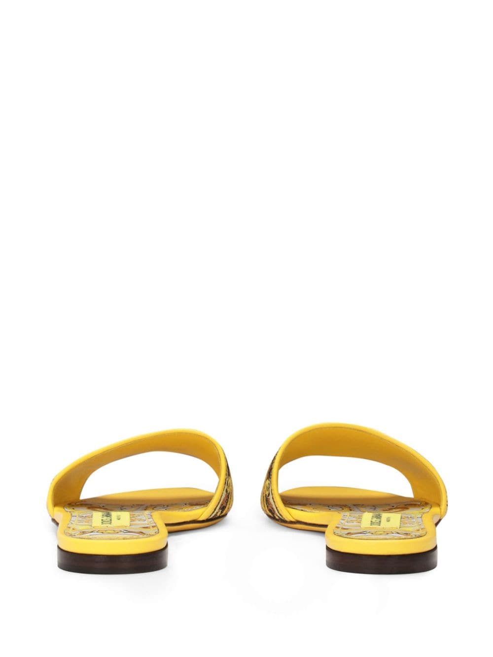 Shop Dolce & Gabbana Bianca Majolica-pattern Slides In Yellow