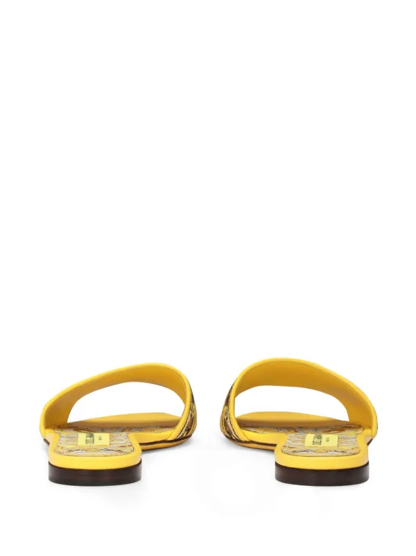 Dolce & Gabbana Bianca Majolica-pattern Slides | Yellow