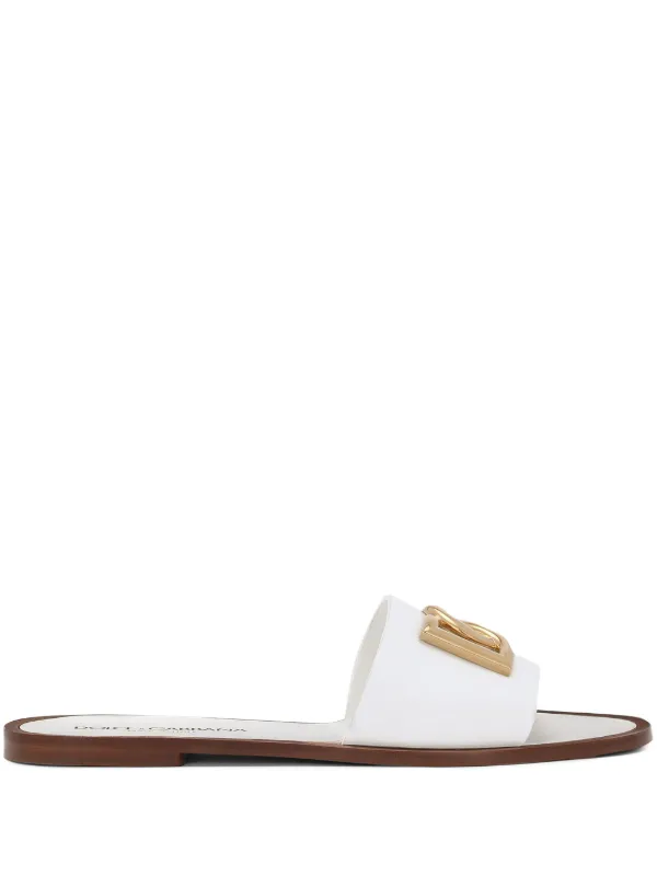 サンダル・ミュール DOLCE & GABBANA DG LOGO LEATHER SLIDES Dolce & Gabbana DG-logo Leather Sandals | Gold | FARFETCH