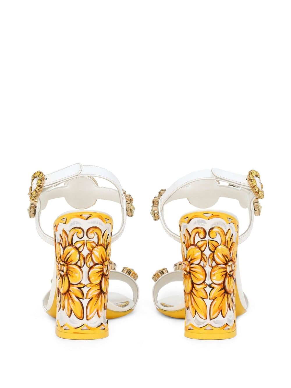 Shop Dolce & Gabbana 105mm Keira Leather Sandals In Yellow