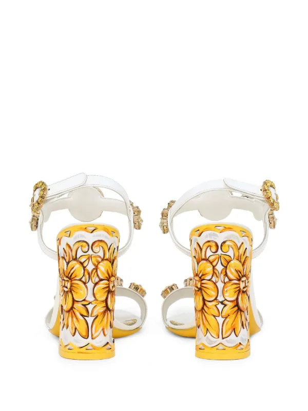 Dolce & Gabbana 105mm Keira Leather Sandals | Yellow | FARFETCH