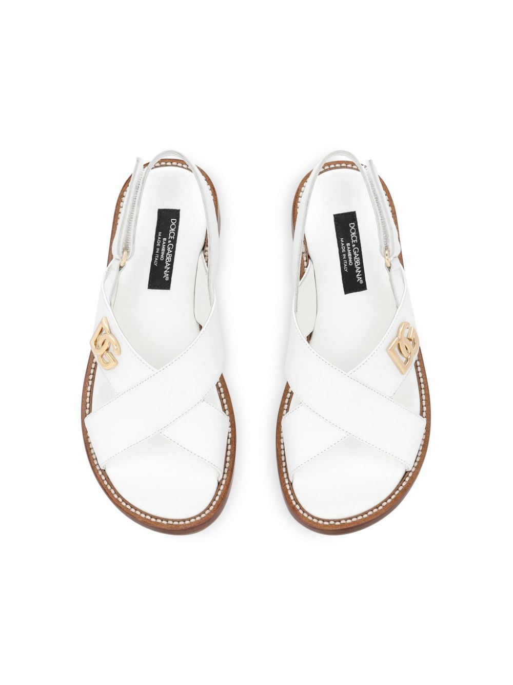 Dolce & Gabbana Kids logo-plaque leather sandals White