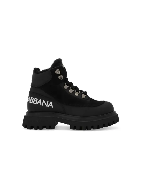 Dolce Gabbana Kids logo-print Leather Ankle Boots Black FARFETCH PH