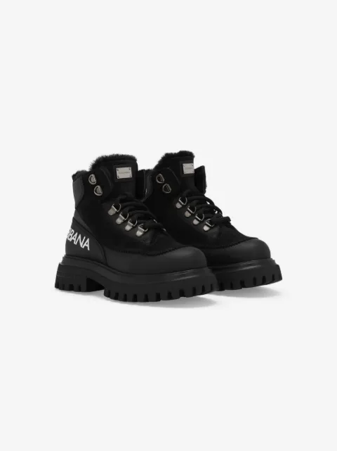 Dolce & Gabbana Kids logo-print leather ankle boots