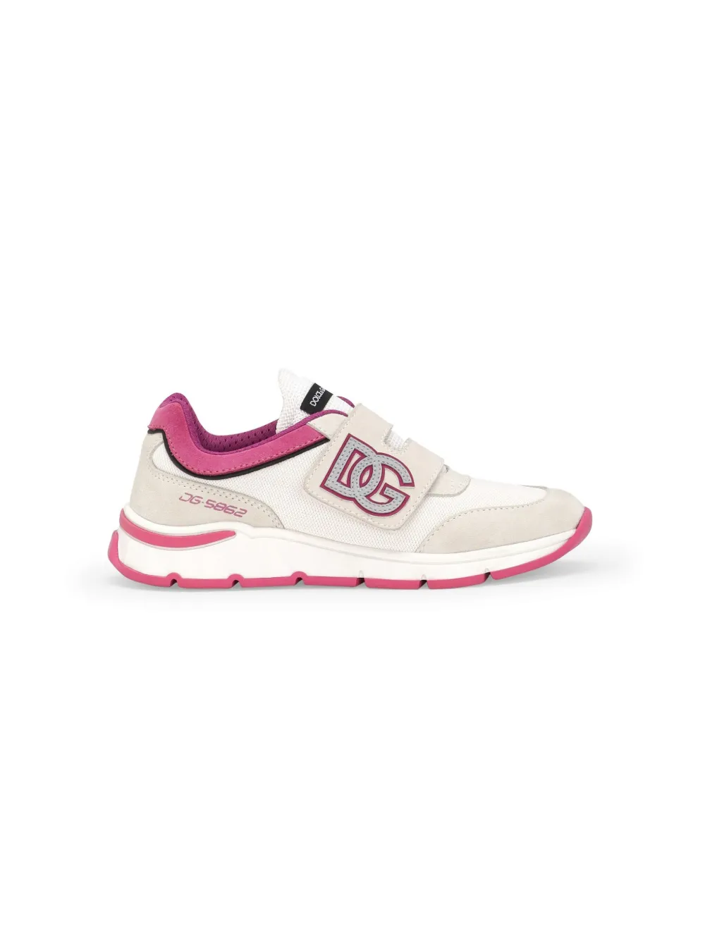 Dolce & Gabbana Kids Sneakers met klittenband en logo-applicatie - Wit