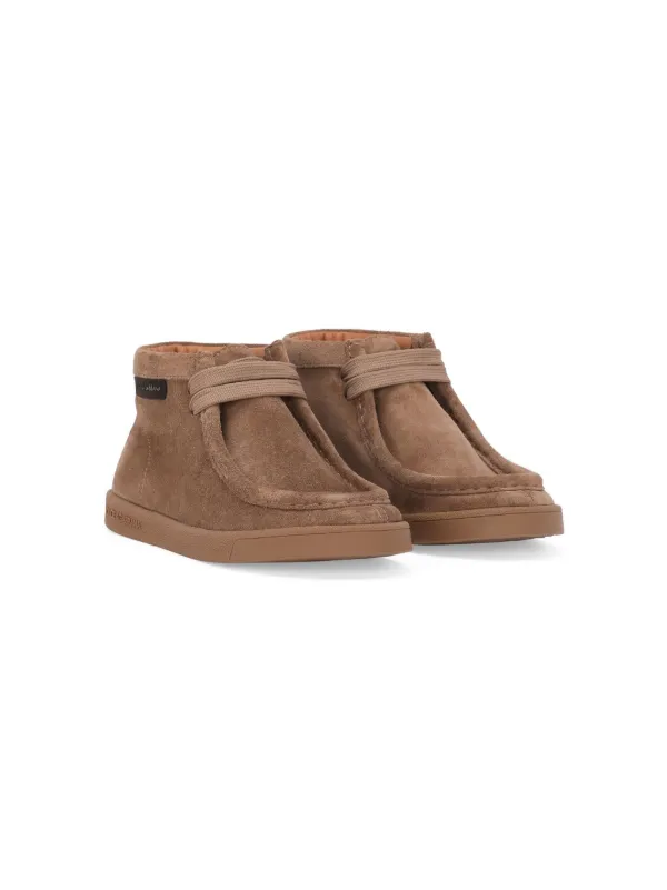 DOLCE＆GABBANA ポインテッドブーツ レザー ブラウン Dolce & Gabbana Kids ロゴタグ レザーブーツ | ブラウン | FARFETCH JP