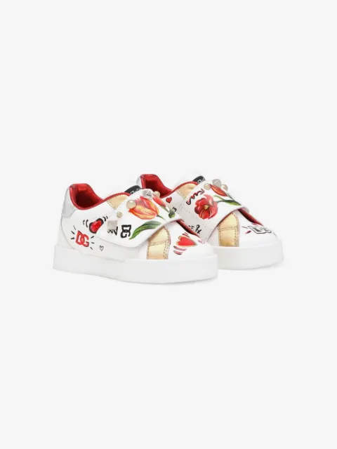 Dolce & Gabbana Kids printed leather sneakers