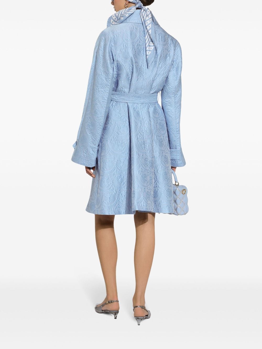 Shop Dolce & Gabbana Single-breasted Brocade Coat In Blue