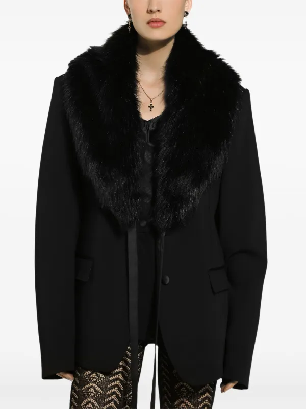 アウターその他 DOLCE & GABBANA Woman Blazer Black F27CTTFUBGE N0000 Cropped single-breasted bouclé tweed jacket with bejeweled