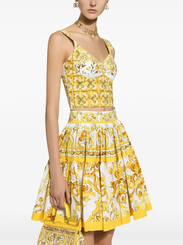Dolce & Gabbana ローズ ミディ プリーツ スカート イエロー Dolce & Gabbana マジョリカ プリーツスカート | イエロー