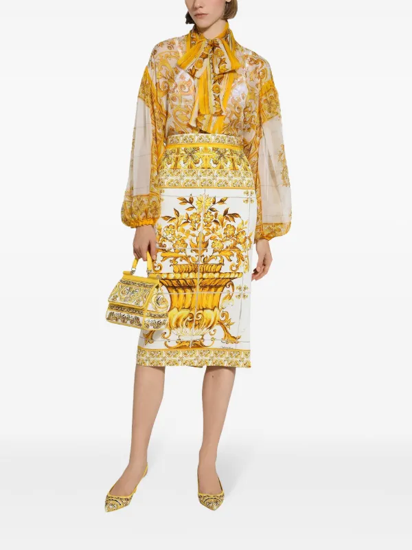 Dolce & Gabbana◆マヨリカシルク ペンシルスカート Dolce & Gabbana マジョリカプリント シルクペンシルスカート