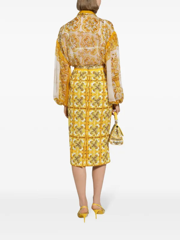 Dolce & Gabbana☆マジョリカ柄ペンシルスカート Dolce & Gabbana マジョリカプリント シルクペンシルスカート