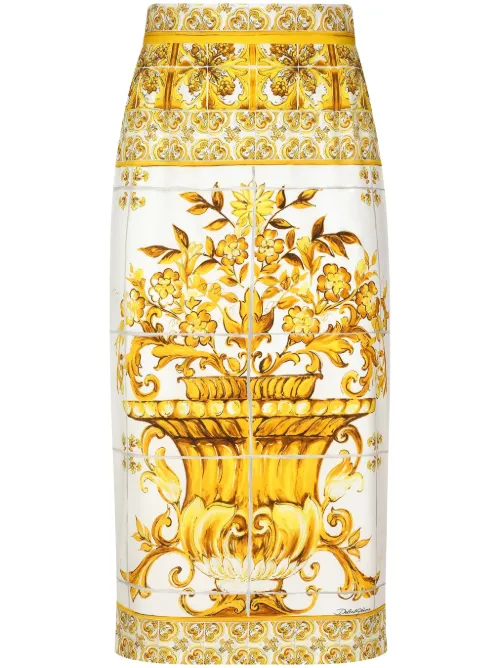 Jupe crayon à imprimé Majolica - Dolce & Gabbana - Modalova