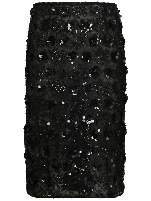 Dolce Gabbana sequin embellished Skirt Black FARFETCH BH