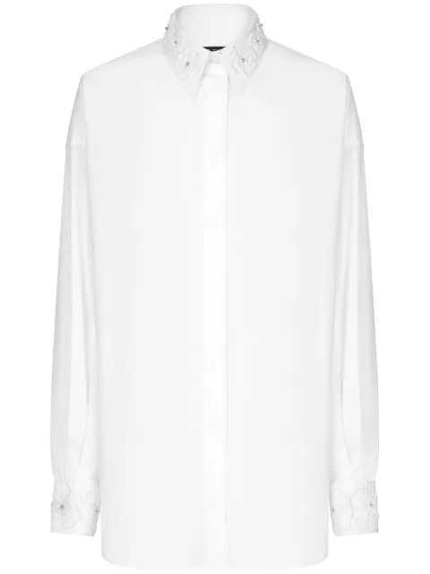 Dolce & Gabbana floral-embroidery point-collar shirt