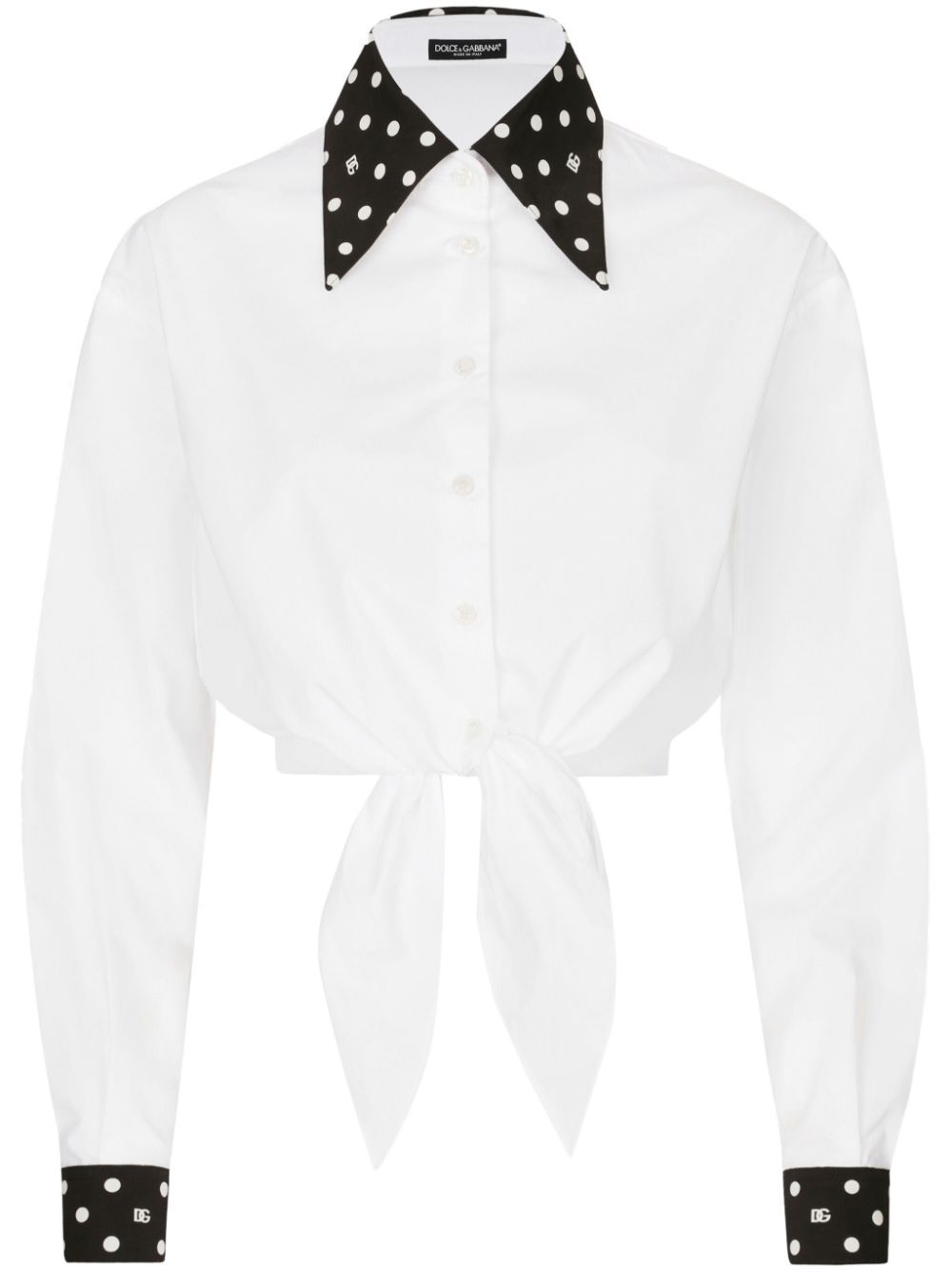 Dolce & Gabbana Polka-dot Print Cropped Shirt In White