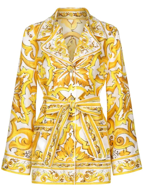 Chemise ceinturée à imprimé Majolica - Dolce & Gabbana - Modalova