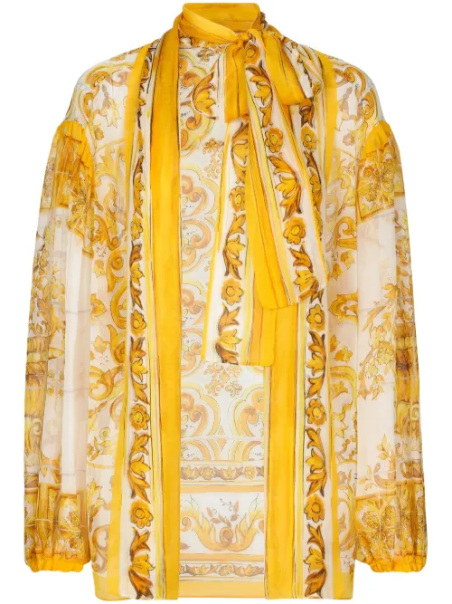Blouse en soie à imprimé Majolica - Dolce & Gabbana - Modalova