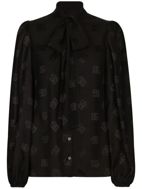 Dolce & Gabbana monogram-jacquard silk shirt