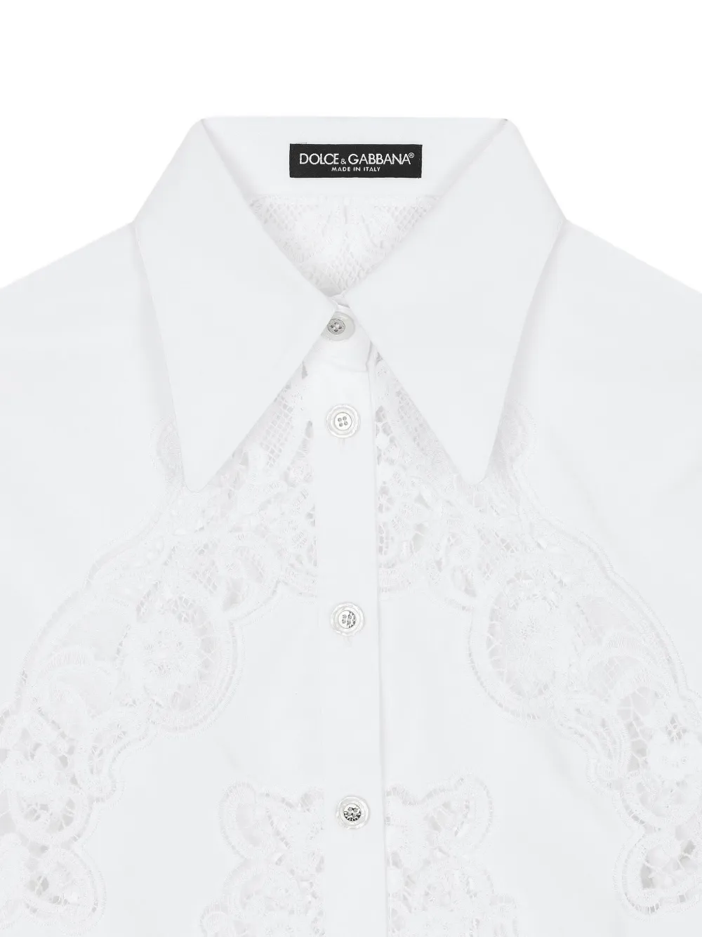 Dolce & Gabbana Popeline shirt met geborduurde bloemen Wit