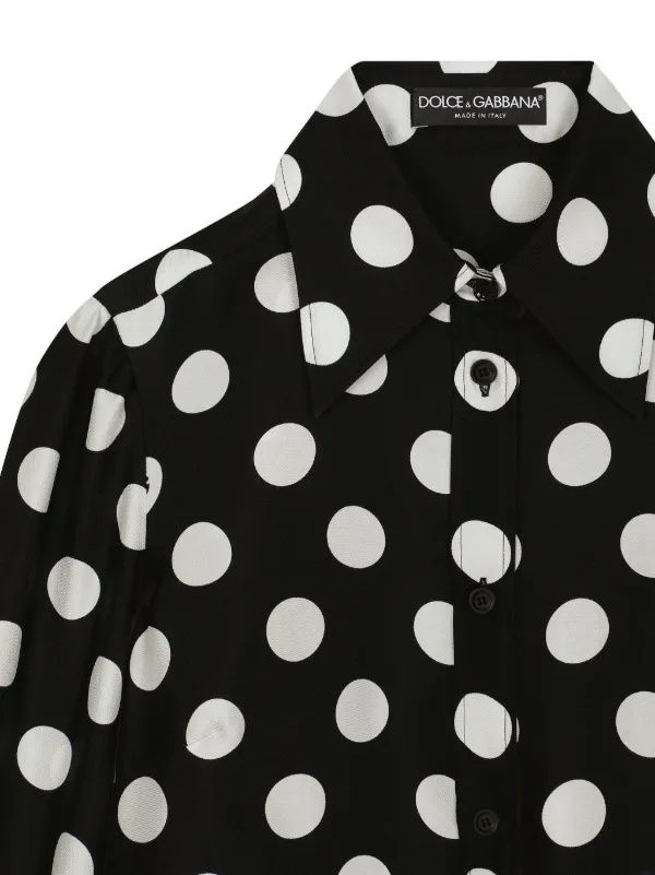 Dolce Gabbana polka dot Silk Twill Shirt Black FARFETCH CA