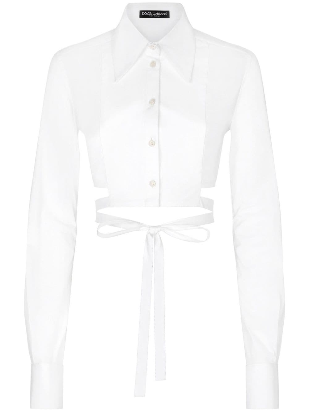 Dolce & Gabbana Criss-cross Cropped Shirt In White