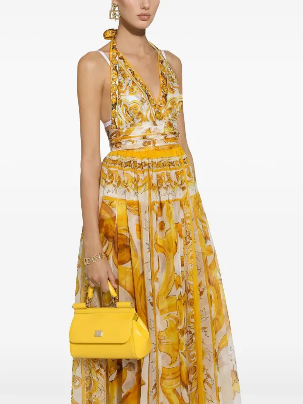 Dolce & Gabbana YELLOW DRESS WITH 'MAJOLICA' PRINT ドレス Dolce & Gabbana Majolica-print Chiffon Maxi Dress | Yellow