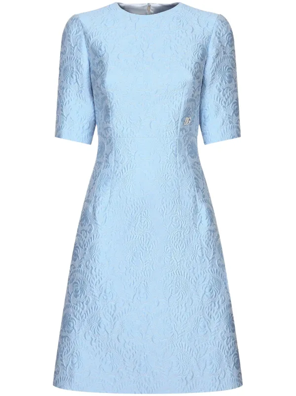 ワンピース Dolce & Gabbana SHORT SLEEVES MIDI DRESS (F6GAUT FU2L8F3981) Dolce & Gabbana short-sleeve Brocade Midi Dress | Blue