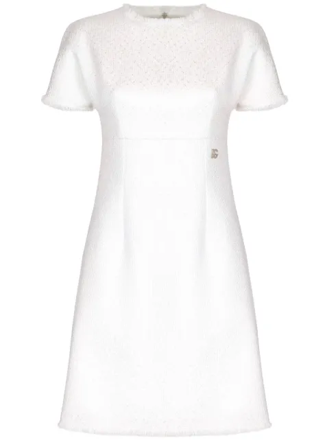 Dolce & Gabbana appliqué-logo bouclé mini dress