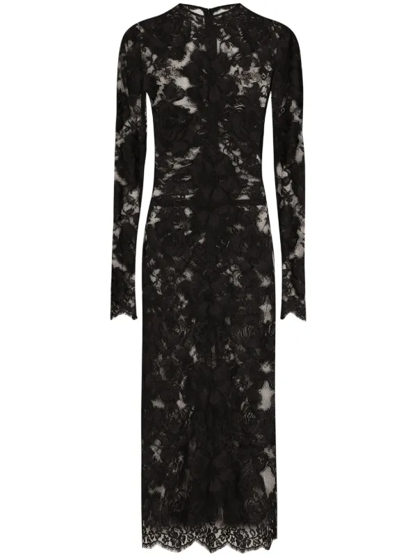 Dolce Gabbana Lace Midi Dress Black FARFETCH CA