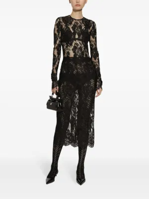 美品 ドルガバ DG ドット シルク 絹 ワンピース ドレス Aライン ロング