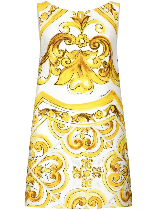 Dolce & Gabbana☆マジョリカシルク混紡 ミニドレス Dolce & Gabbana マジョリカ シルクミニドレス | イエロー