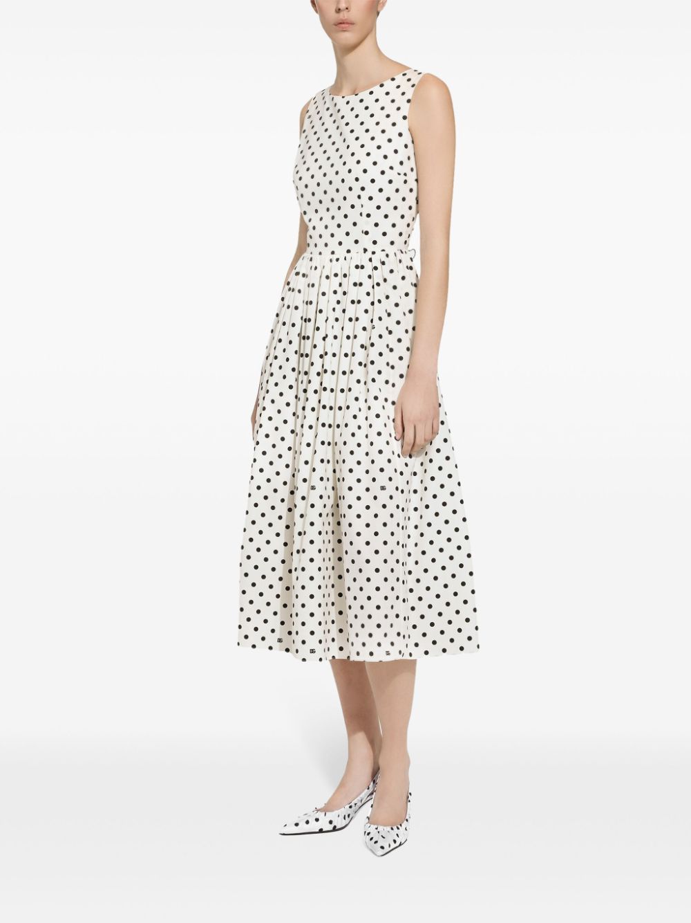 Image 2 of Dolce & Gabbana polka-dot cotton midi dress