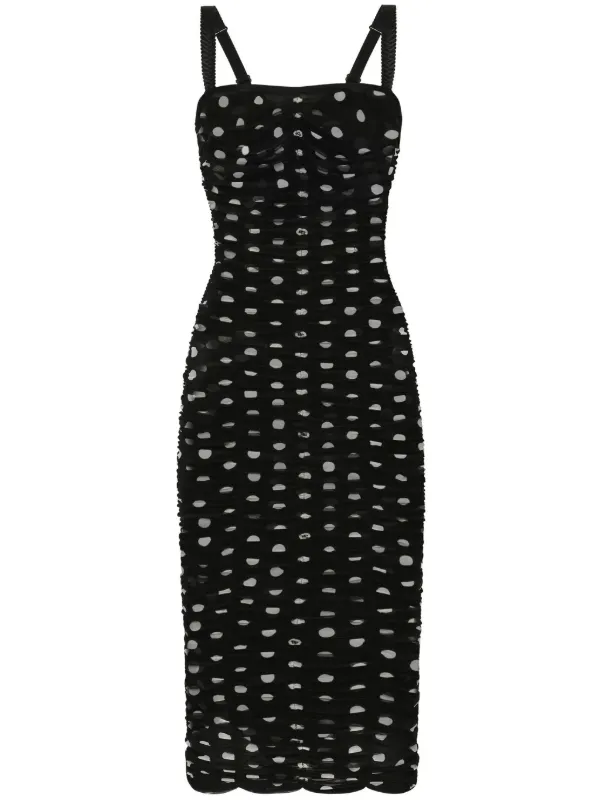 Dolce Gabbana polka dot Tulle Midi Dress Black FARFETCH CA